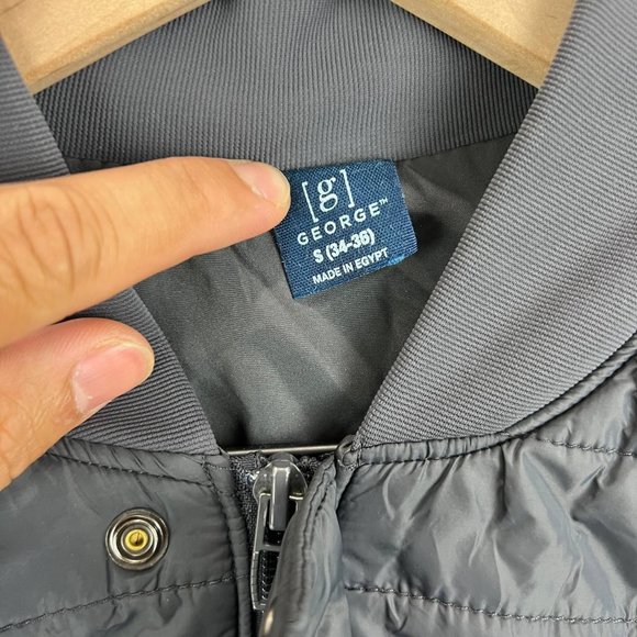 George Small (34-36) Bomber Lightweight Puffer‎ Jacket Gray Men 100% Polyester - Picture 2 of 9